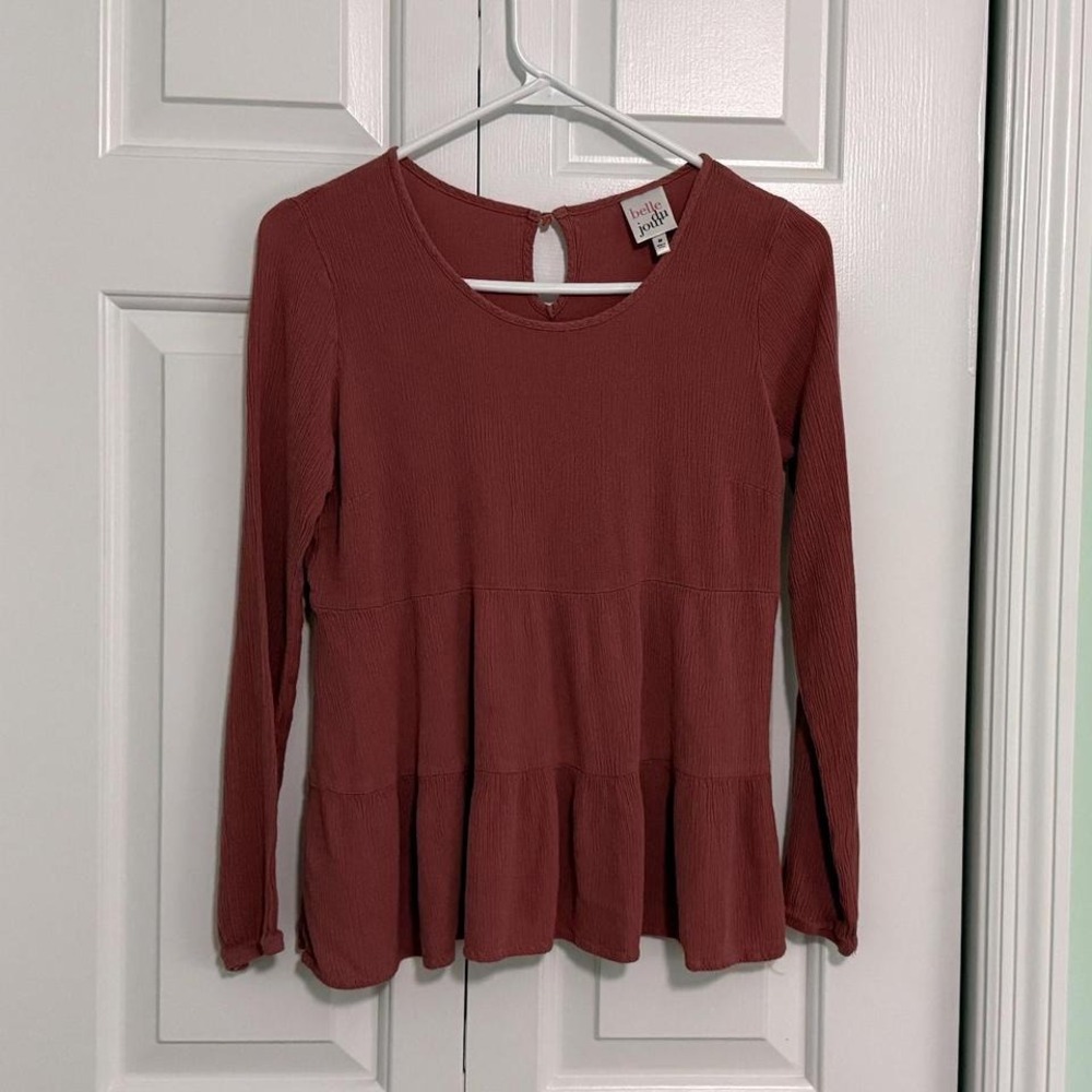 Lovely Belle Du Jour Women's Dark Pink‎ Blouse Size Medium Long Sleeve